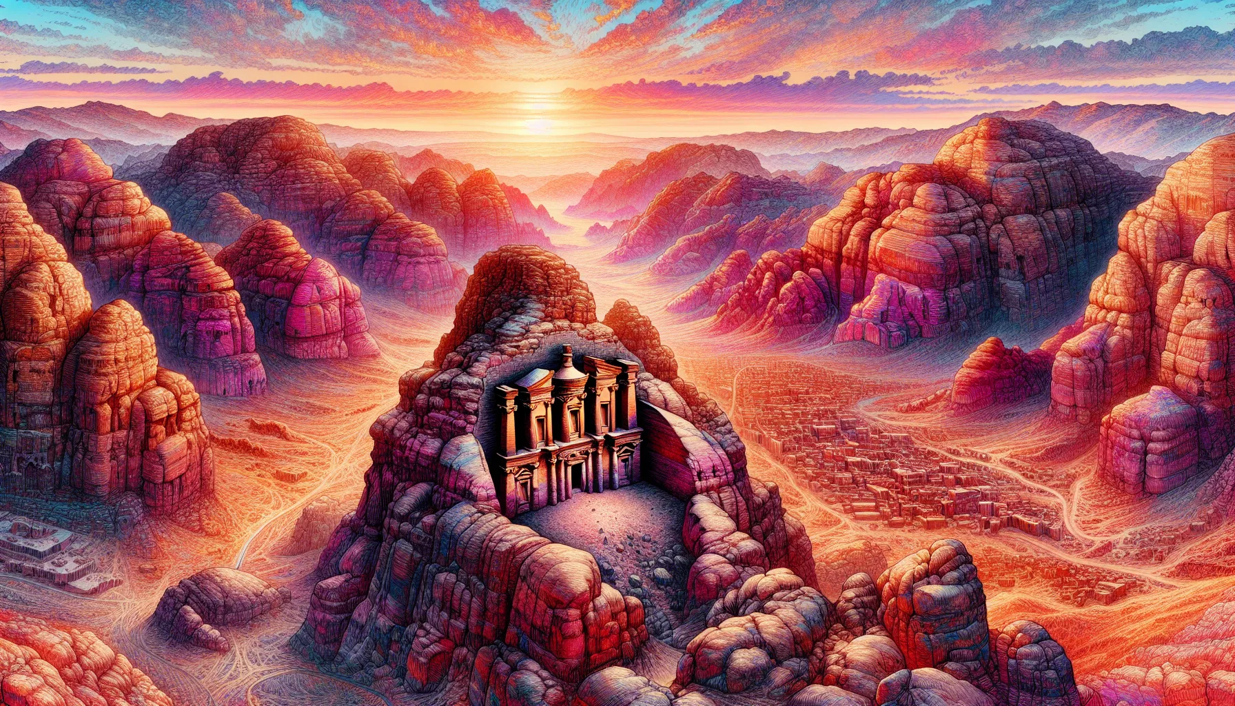 Descubra as maravilhas do mundo antigo: Petra ao Wadi Rum - Jordânia em 8 dias.

Explore as impressionantes ruínas de Petra, uma cidade esculpida nas rochas que remonta ao século VI a.C. Maravilhe-se com a arquitetura única e os detalhes intrincados dos edifícios esculpidos na pedra.

Em seguida, embarque em uma aventura pelo des