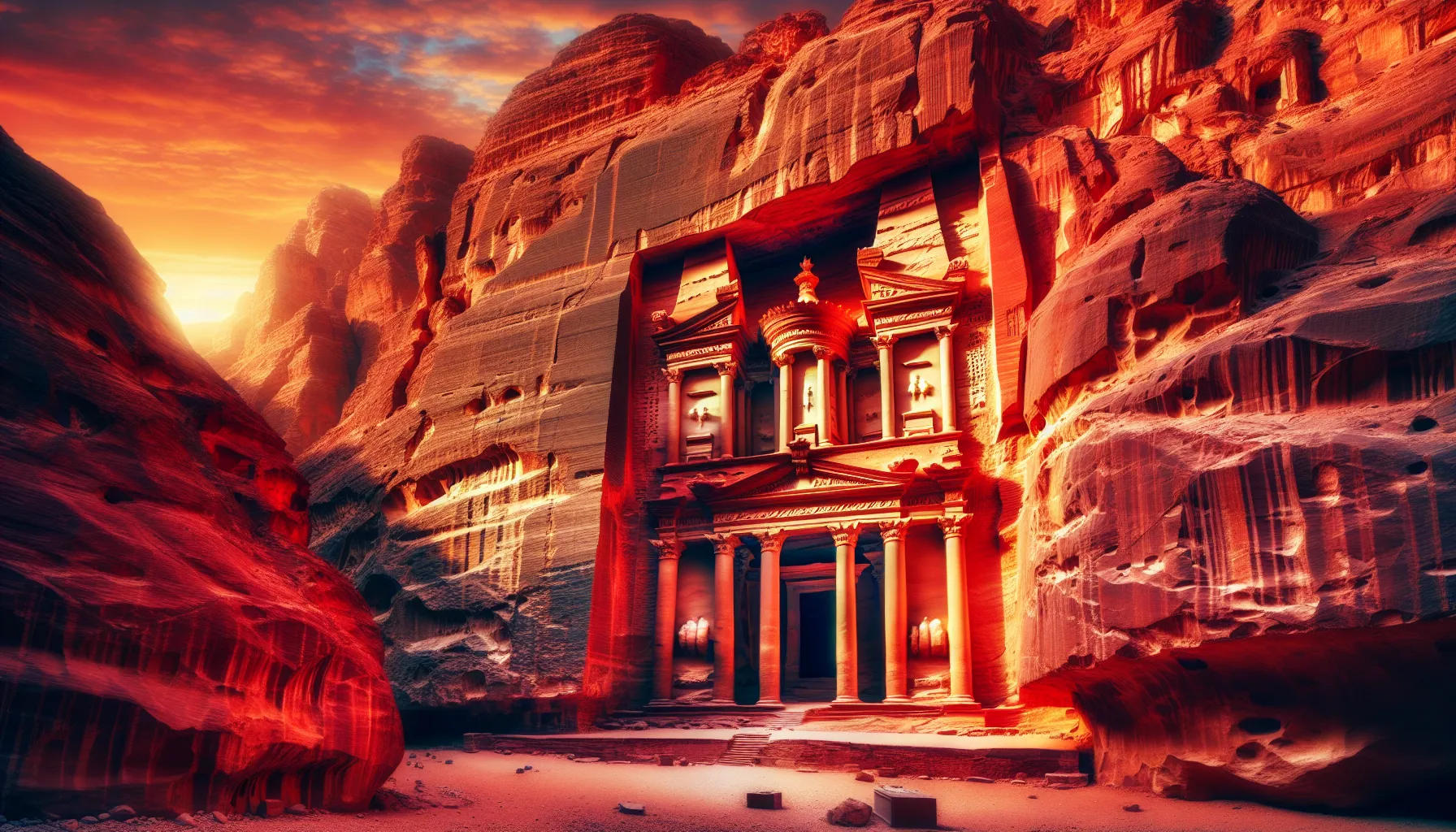 Descubra as maravilhas do mundo antigo em uma viagem de 8 dias pela Jordânia, começando em Petra e terminando no Wadi Rum.

Dia 1: Chegada em Petra
Chegue a Petra, uma das Sete Maravilhas do Mundo, e explore a cidade antiga esculpida nas rochas. Visite o Tesouro, o Monastério e outros locais históricos.

Dia 2: