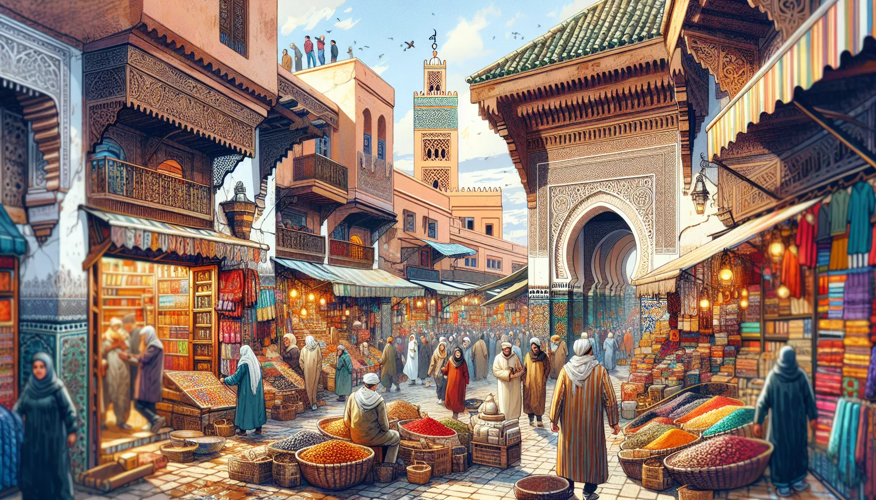 Marrocos Exótico: Itinerário de 96 Horas
Dia 1:
Chegada a Marrocos e traslado para o hotel em Marrakech. Explore a vibrante medina, com suas ruas estreitas e mercados coloridos. Visite a Mesquita Koutoubia, os Jardins Majorelle e o Palácio Bahia. À noite, desfrute de um jantar tradicional marro
